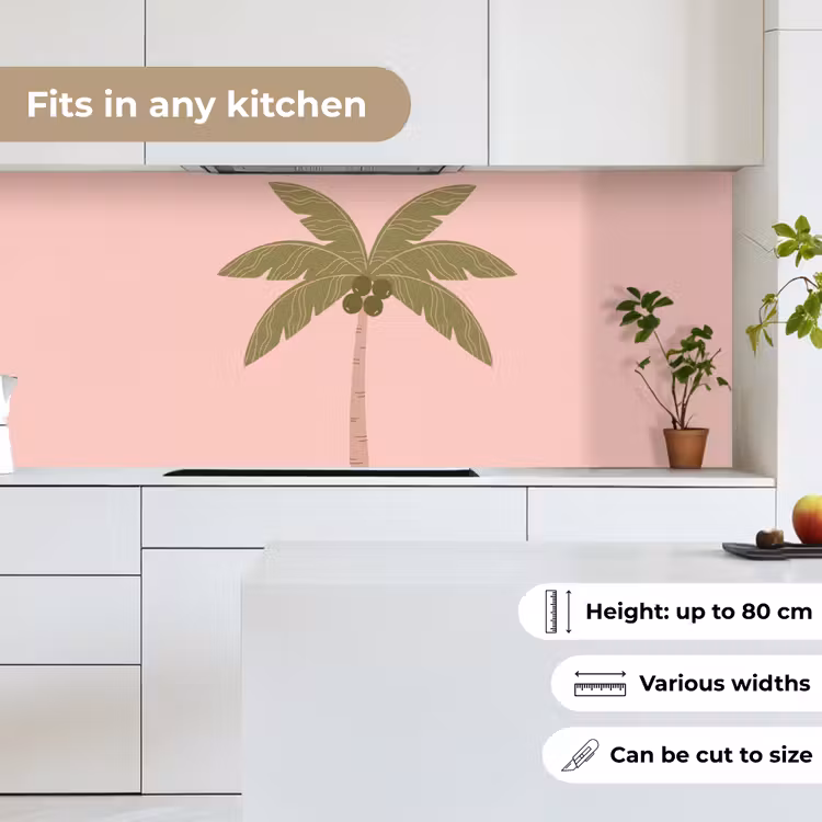 Kitchen splashback - Tree - Palm - Nature - Illustration - Pink — 7