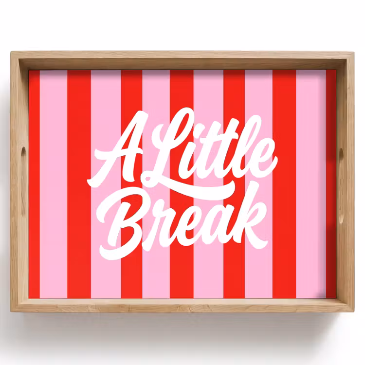 Tray - A Little Break - Stripes - Red - Pink — 1