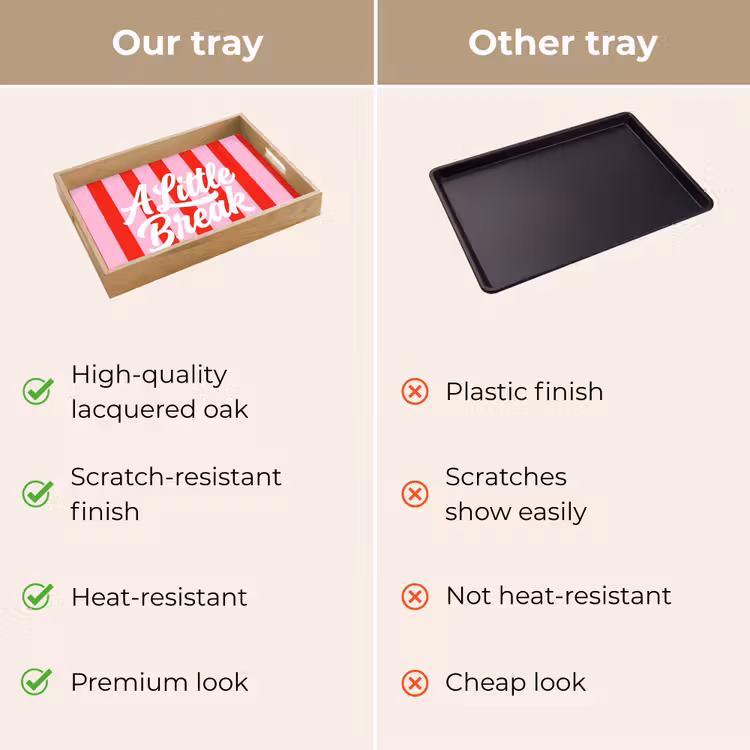 Tray - A Little Break - Stripes - Red - Pink — 10