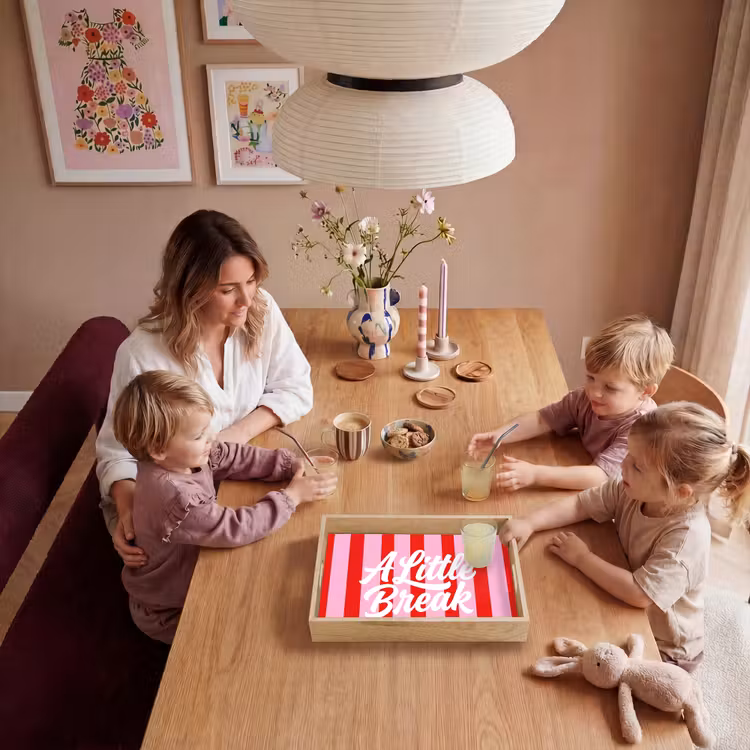Tray - A Little Break - Stripes - Red - Pink — 5