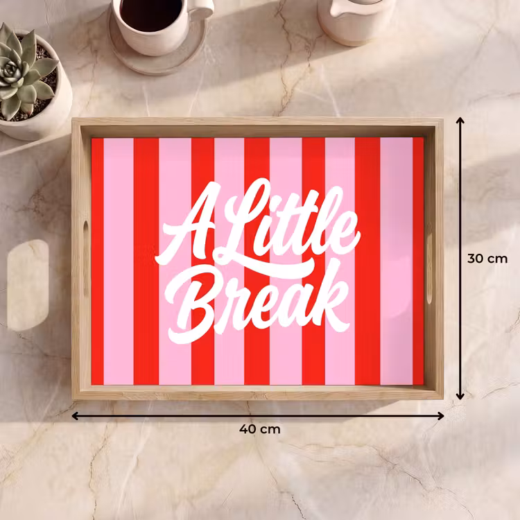 Tray - A Little Break - Stripes - Red - Pink — 8
