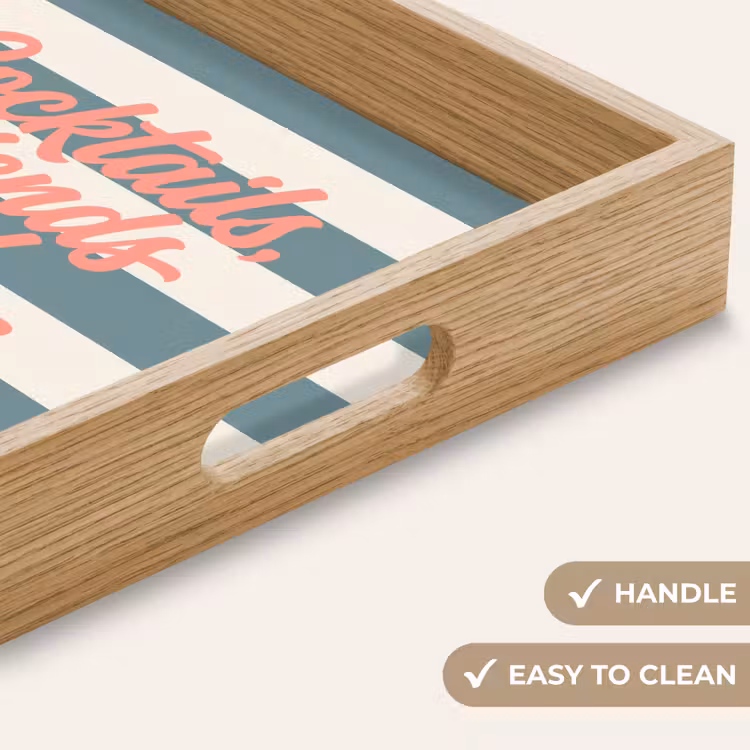 Tray - Cocktails - Stripes - Blue - Coral — 9