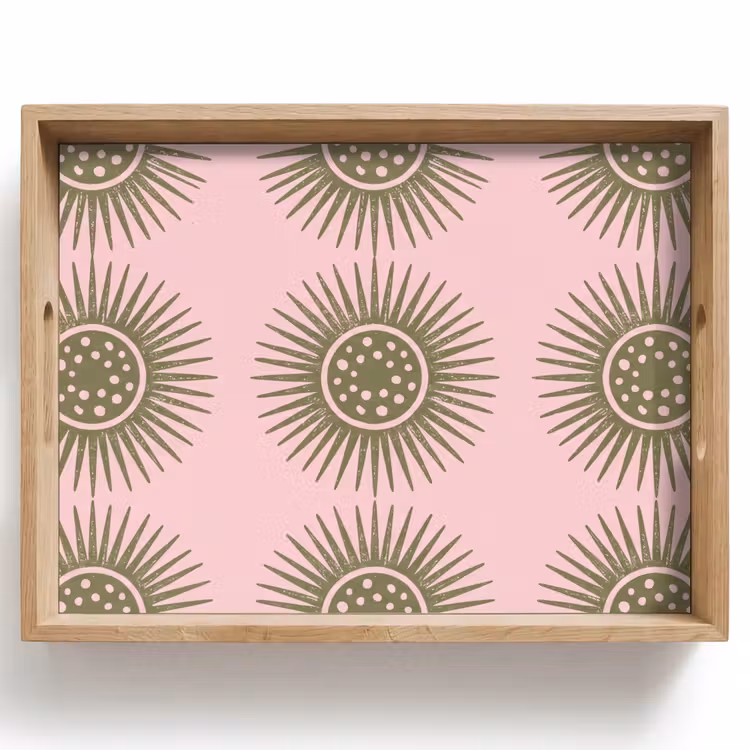 Tray - Flowers - Pattern - Abstract - Pink - Green — 1
