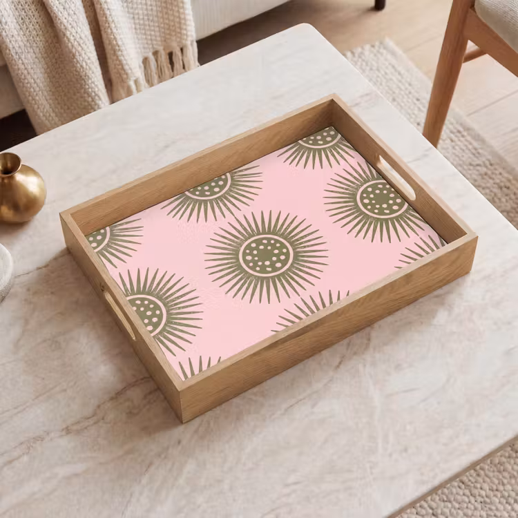 Tray - Flowers - Pattern - Abstract - Pink - Green — 2