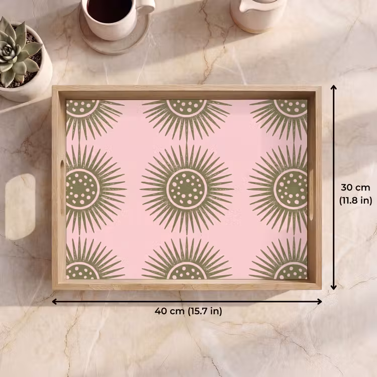 Tray - Flowers - Pattern - Abstract - Pink - Green — 7