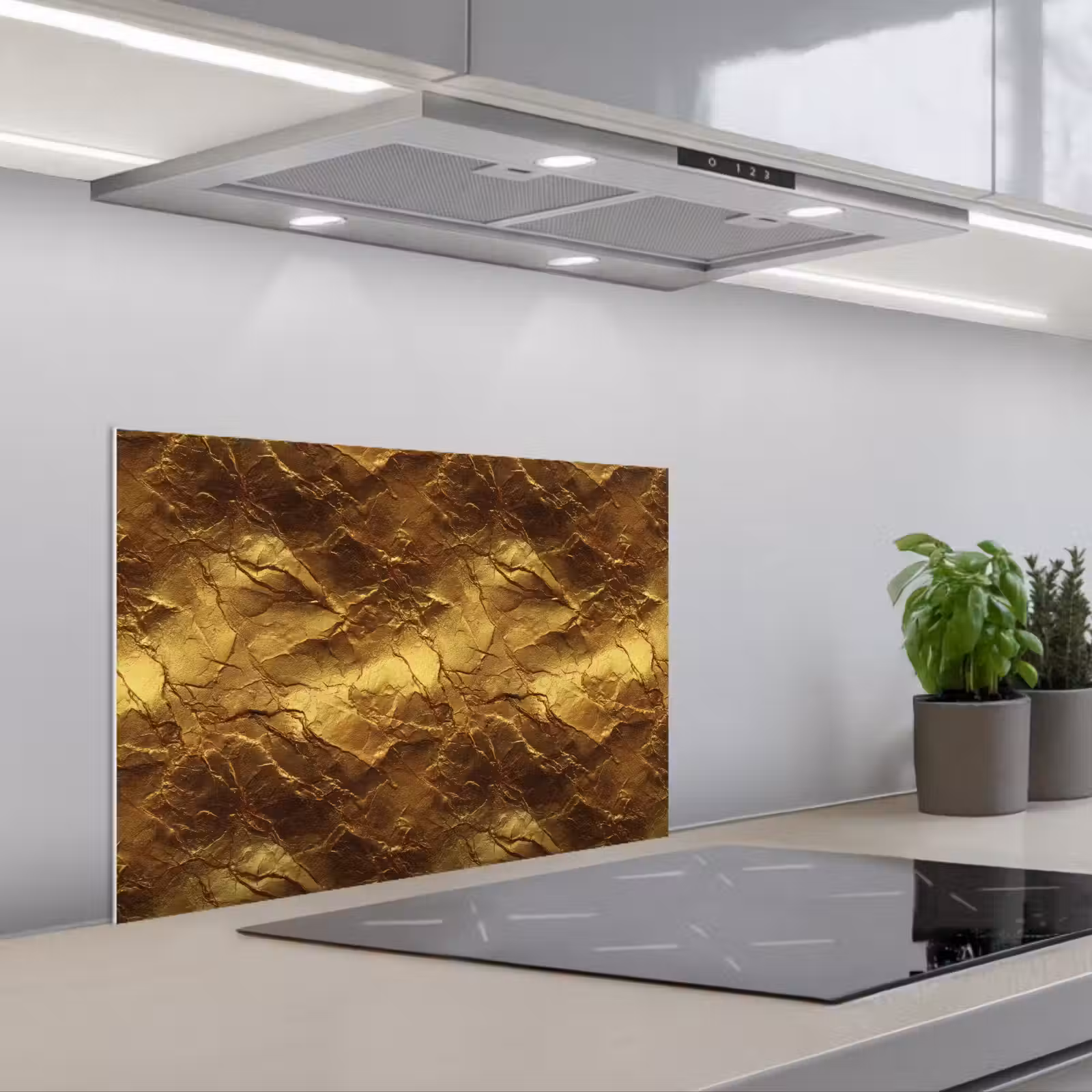 Kitchen splashback for hob - Gold Leaf - Texture - Gold — 1