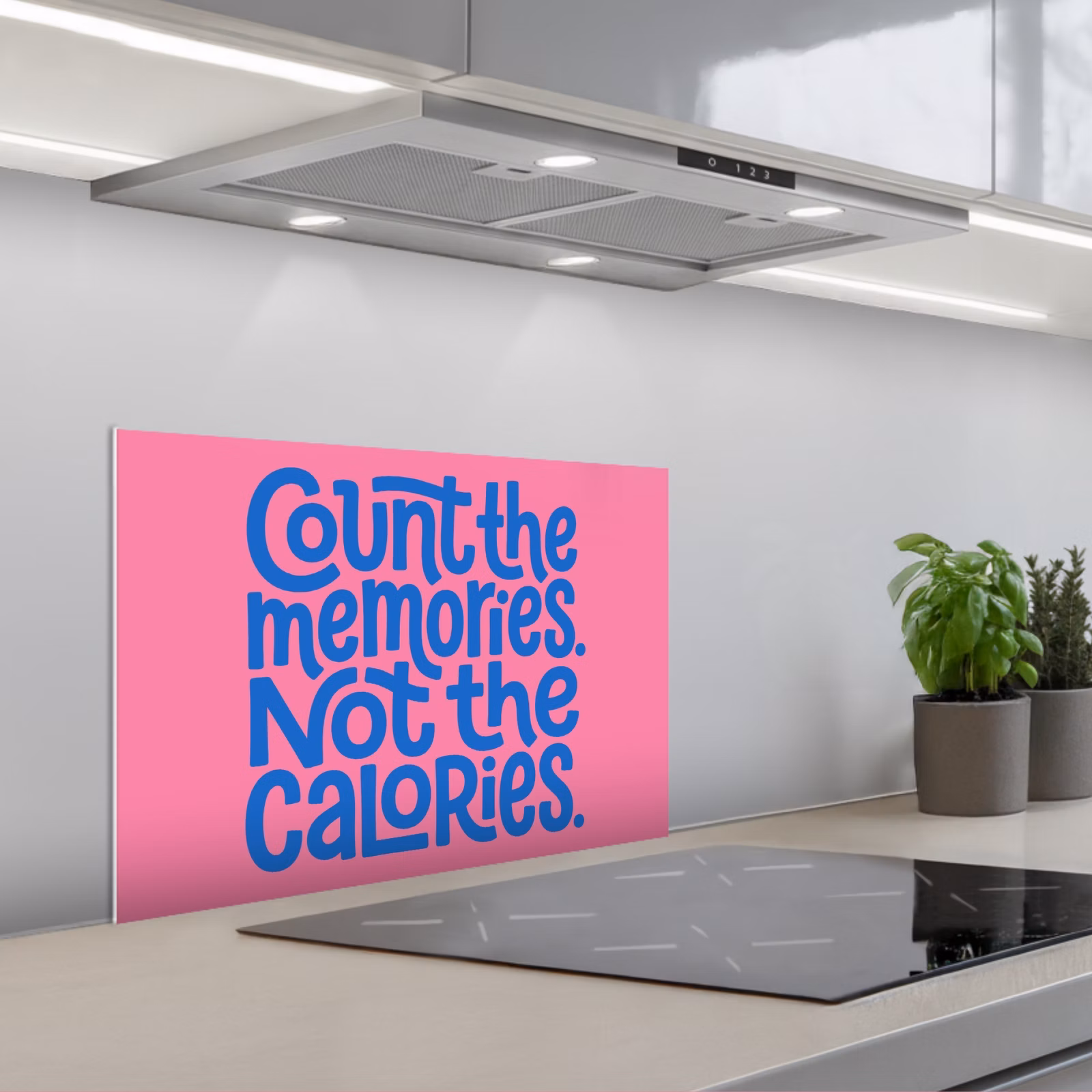 Kitchen splashback for hob - Memories - Pink - Blue - Quote — 1