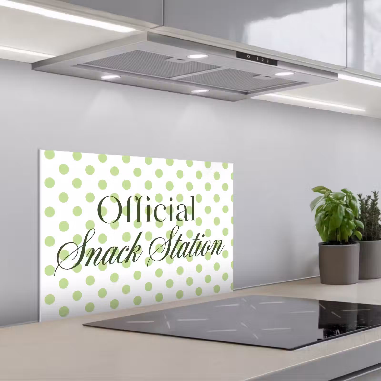 Kitchen splashback for hob - Snack Station - Green - Dots — 1