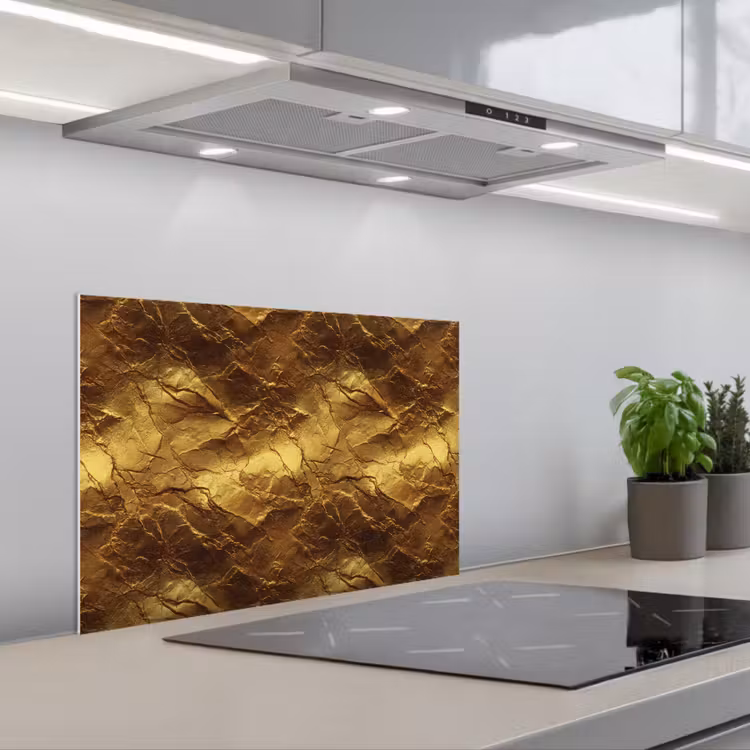 Kitchen splashback for hob - Gold Leaf - Texture - Gold — 1