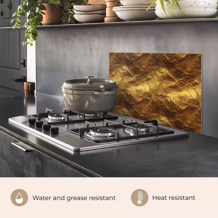 Kitchen splashback for hob - Gold Leaf - Texture - Gold — 2