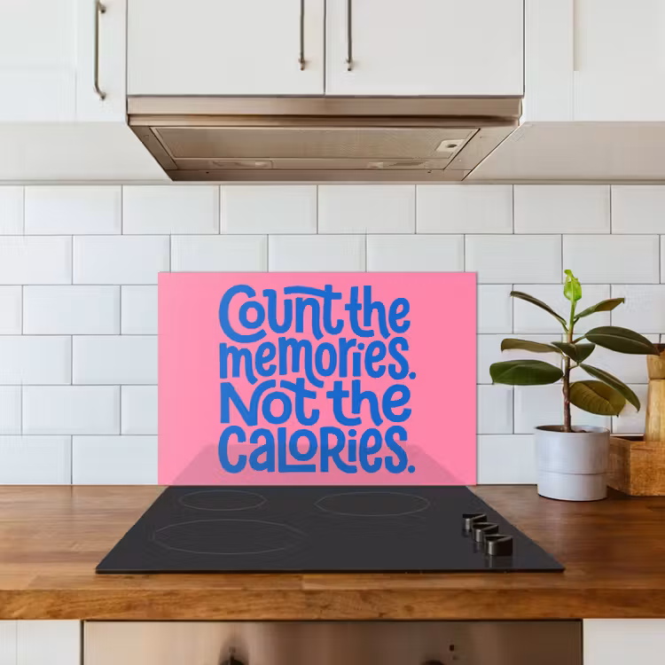 Kitchen splashback for hob - Memories - Pink - Blue - Quote — 2