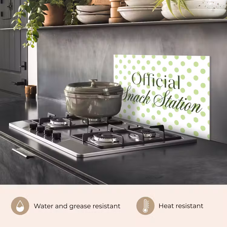 Kitchen splashback for hob - Snack Station - Green - Dots — 2