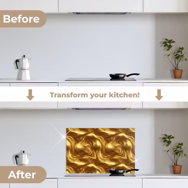 Kitchen splashback for hob - Texture - Liquid - Organic - Gold — 7