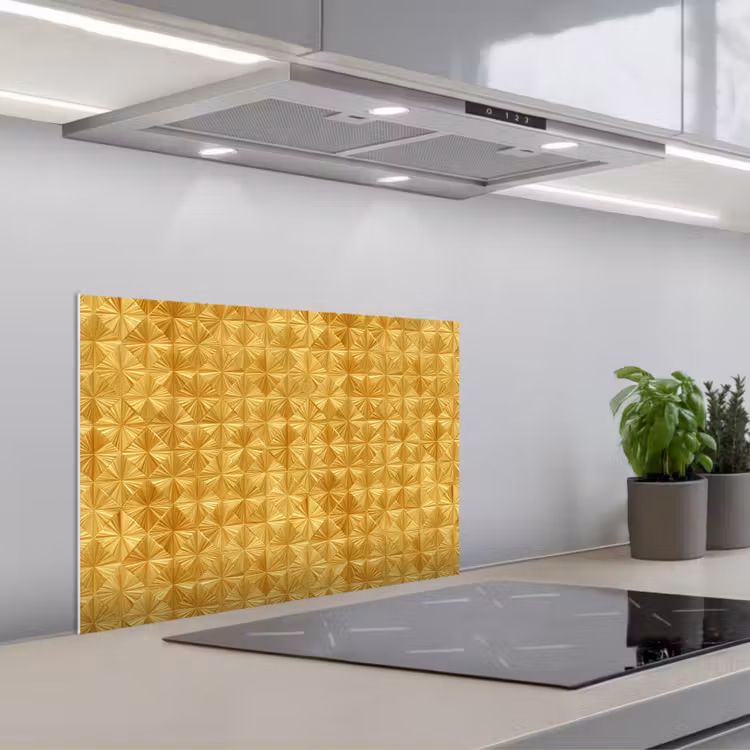 Kitchen splashback for hob - Tiles - Geometric - Embossed - Gold — 1