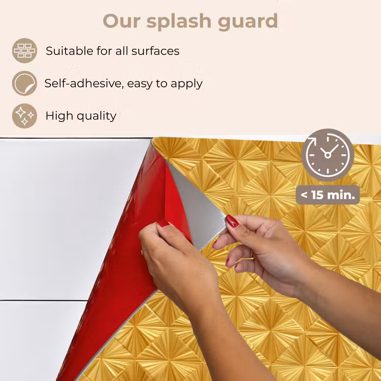 Kitchen splashback for hob - Tiles - Geometric - Embossed - Gold — 4