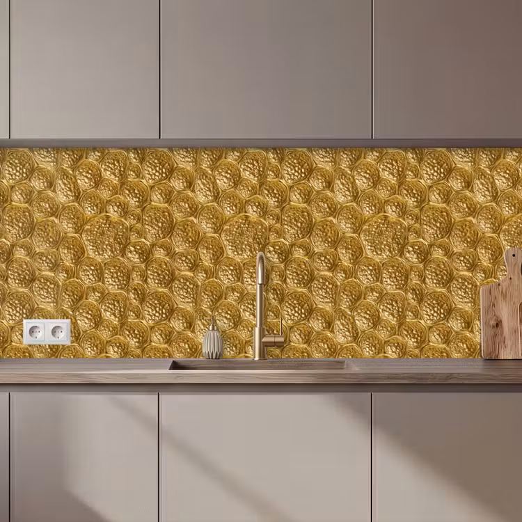 Kitchen splashback - Hammered - Mosaic - Antique - Gold — 1