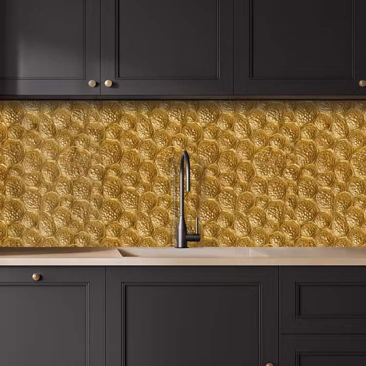 Kitchen splashback - Hammered - Mosaic - Antique - Gold — 6