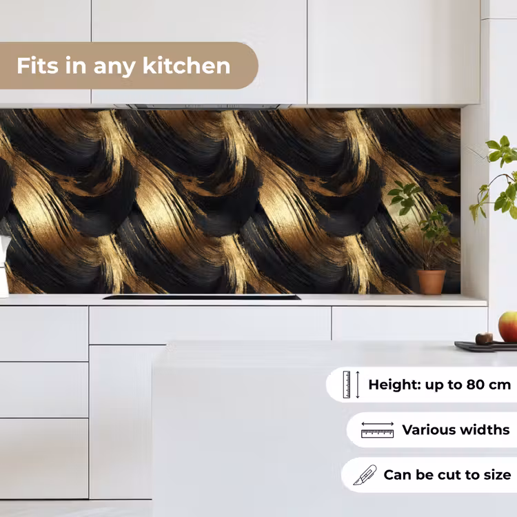 Kitchen splashback - Paint Strokes - Abstract - Gold - Black — 7
