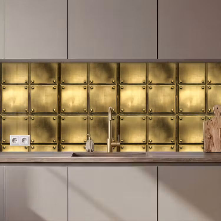 Kitchen splashback - Records - Industrial - Edgy - Gold — 1