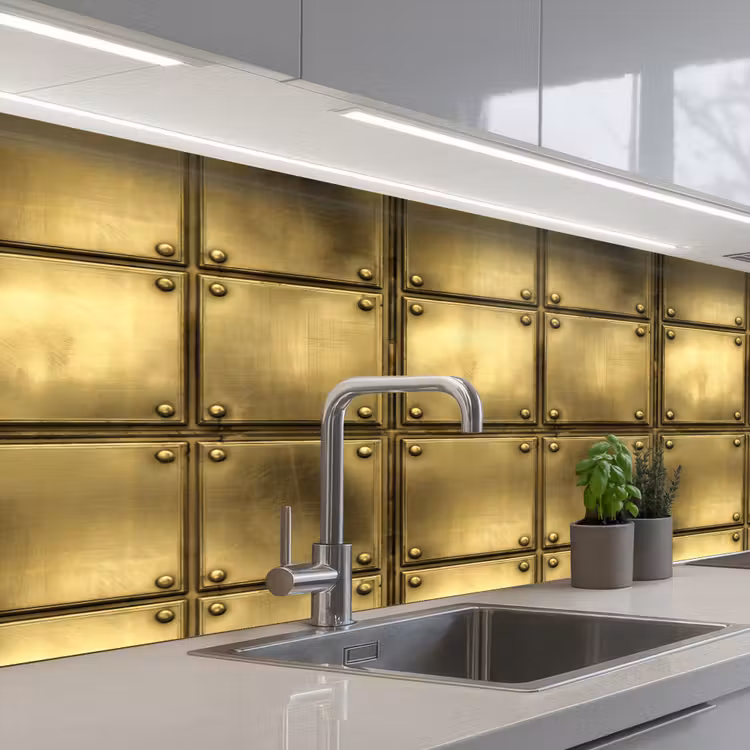 Kitchen splashback - Records - Industrial - Edgy - Gold — 2