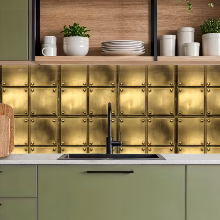 Kitchen splashback - Records - Industrial - Edgy - Gold — 8