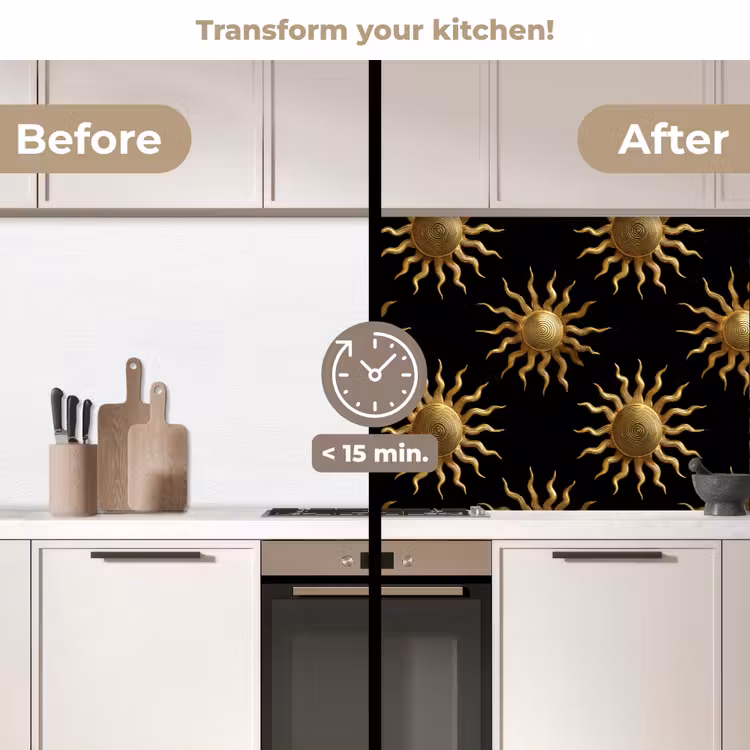 Kitchen splashback - Sun - Pattern - Luxury - Gold - Black — 3