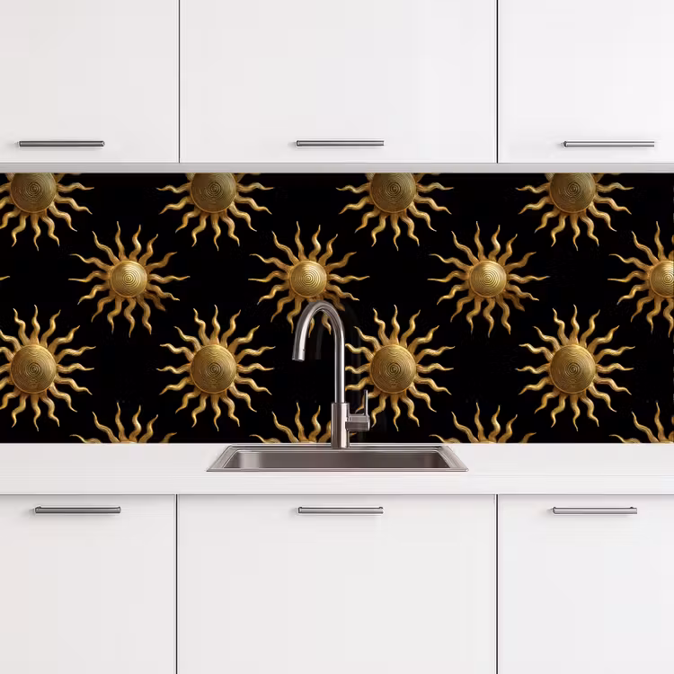 Kitchen splashback - Sun - Pattern - Luxury - Gold - Black — 4