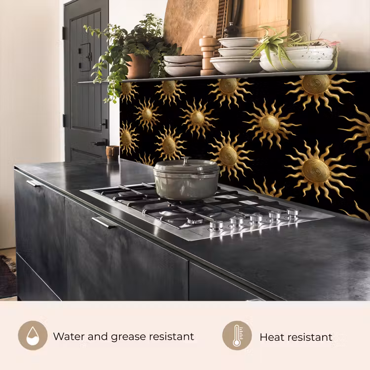 Kitchen splashback - Sun - Pattern - Luxury - Gold - Black — 5