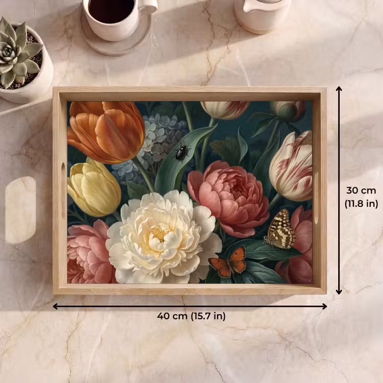 Tray - Flowers - Bouquet - Nature - Classic - Dark — 7