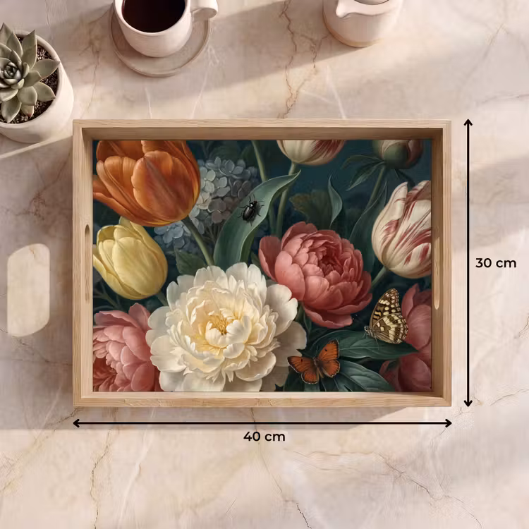 Tray - Flowers - Bouquet - Nature - Classic - Dark — 8