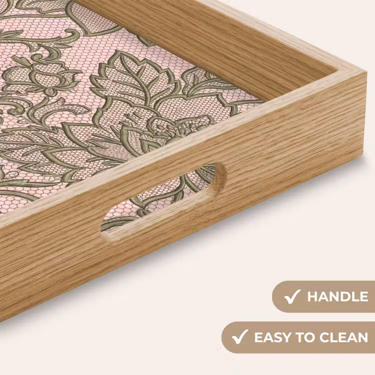 Tray - Flowers - Lace - Pattern - Classic - Green — 9