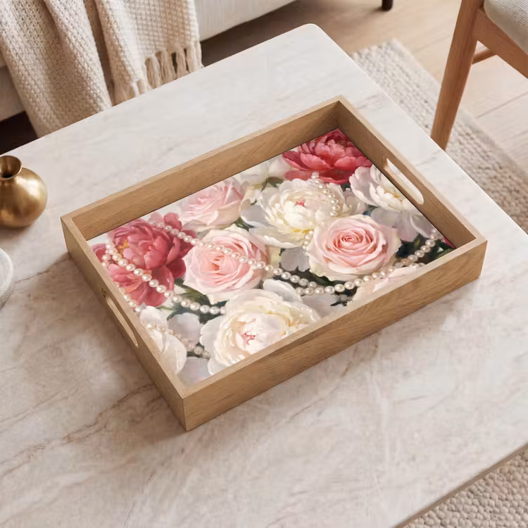 Tray - Flowers - Pearls - Romance - Classic - Pink — 2