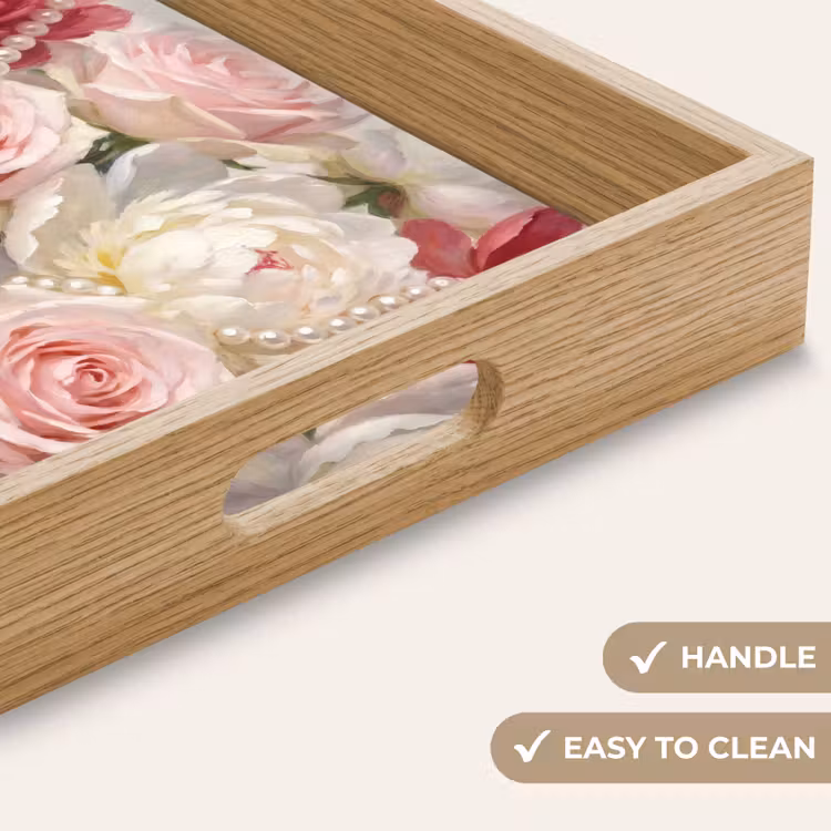 Tray - Flowers - Pearls - Romance - Classic - Pink — 9