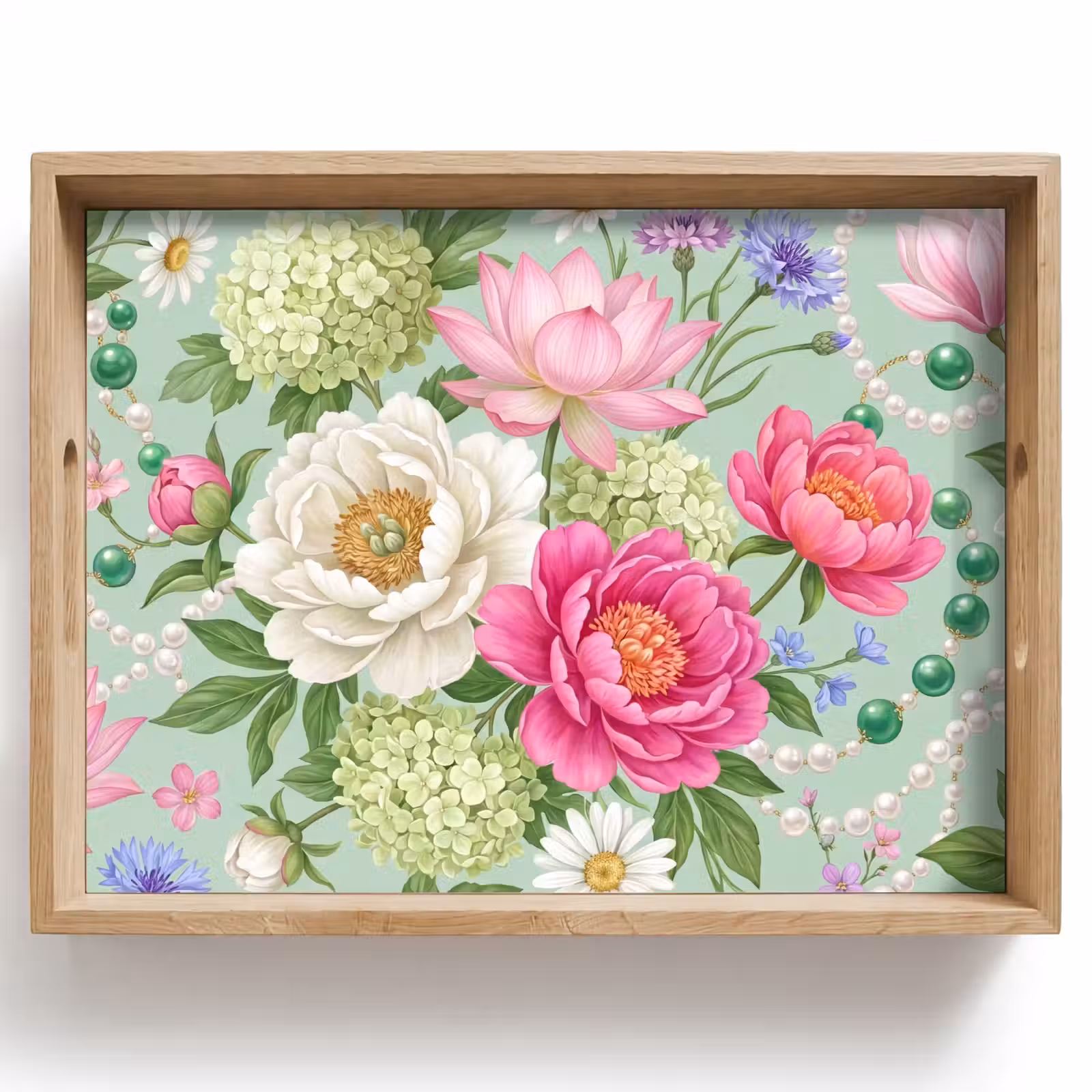 Tray - Flowers - Pattern - Botanical - Green — 1