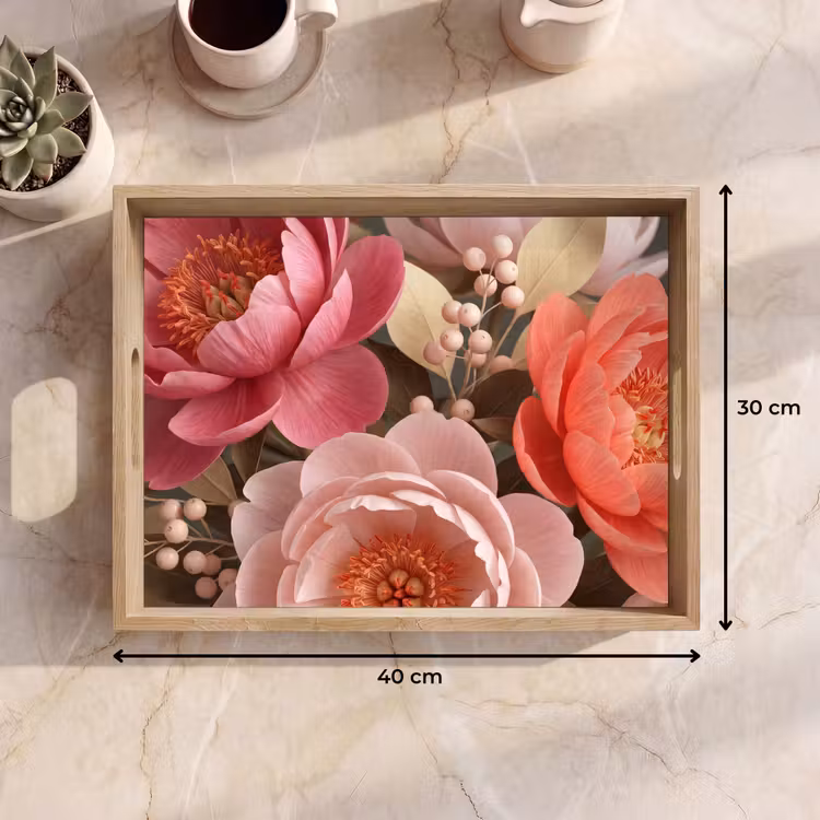 Tray - Flowers - Blossoms - Soft - Coral - Decoration — 8