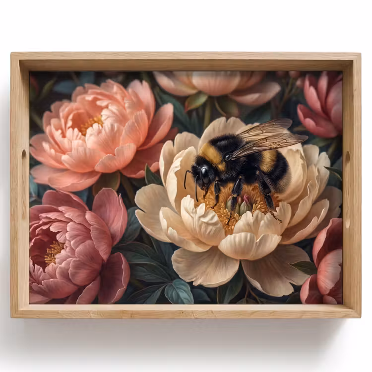 Tray - Flowers - Insects - Nature - Pink — 1