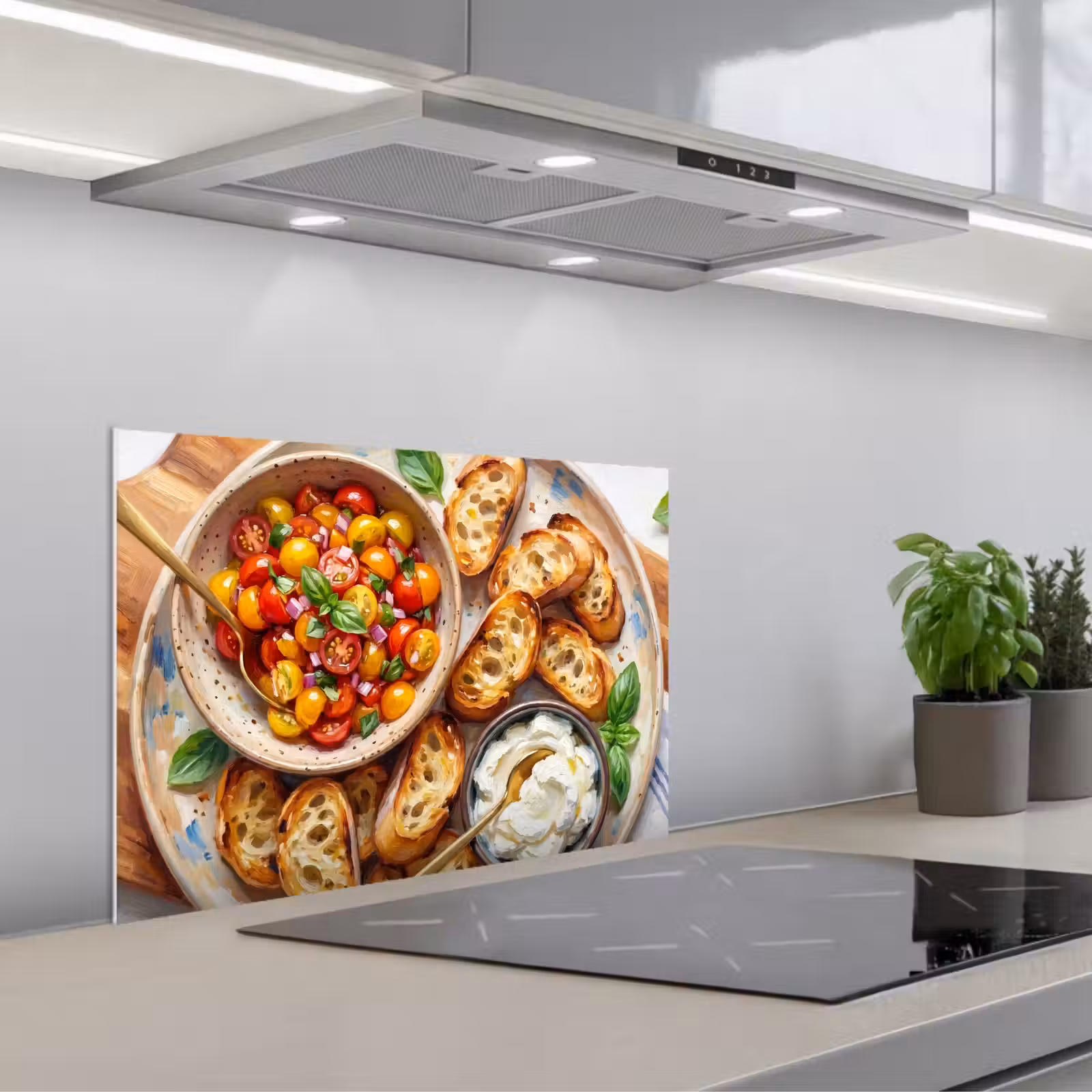 Kitchen splashback for hob - Food - Tomato - Bread - Colorful - Kitchen — 1