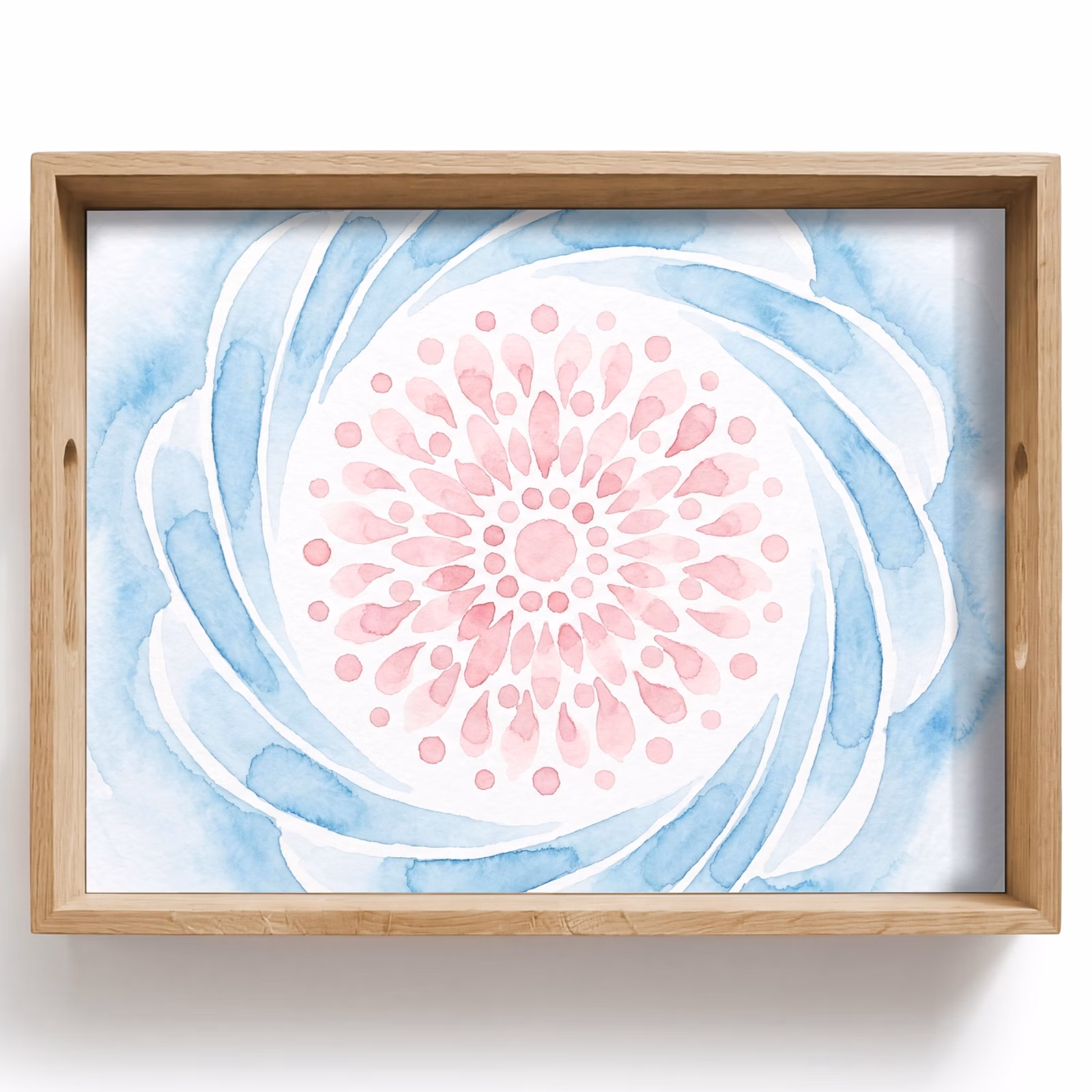 Tray - Abstract - Flower Shape - Watercolor - Pink - Blue — 1