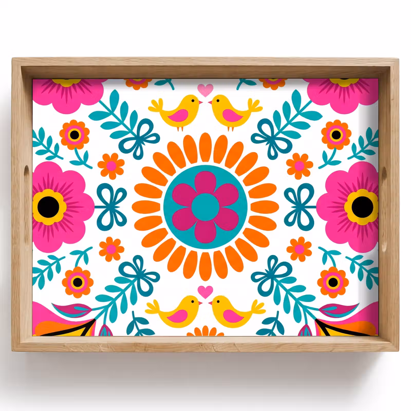 Tray - Flowers - Bird - Pattern - Colorful - Modern — 1