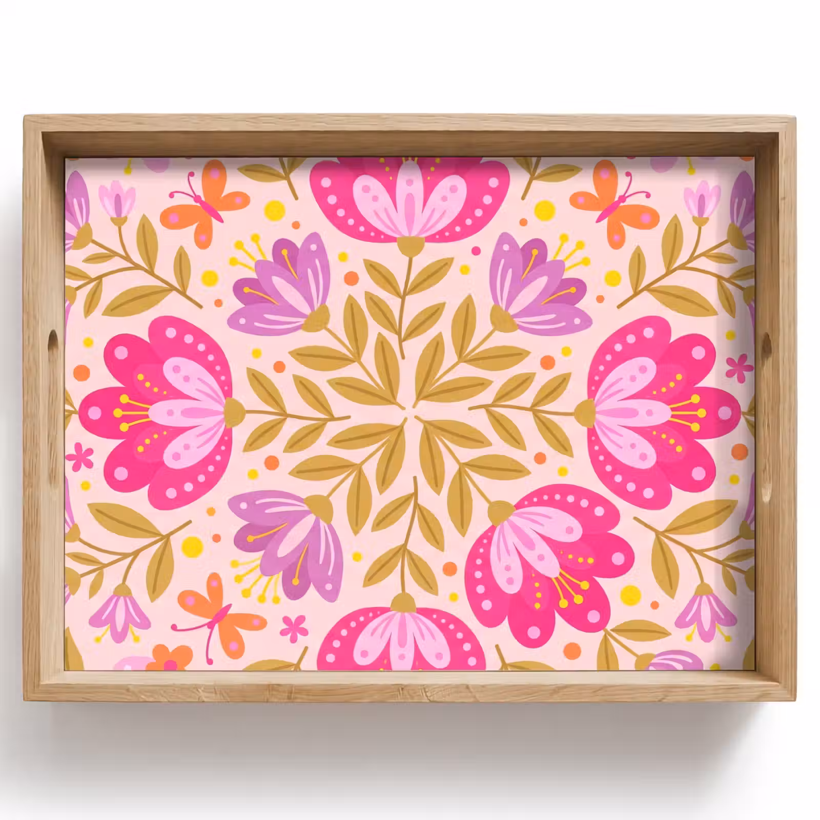 Tray - Flowers - Pattern - Nature - Abstract - Pink — 1