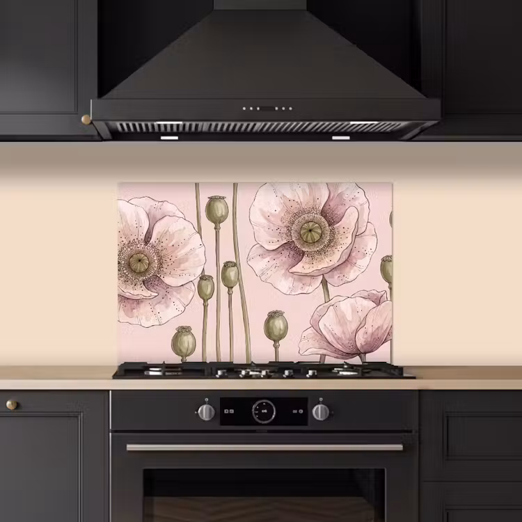 Kitchen splashback for hob - Flowers - Summer - Nature - Watercolor - Pink — 5