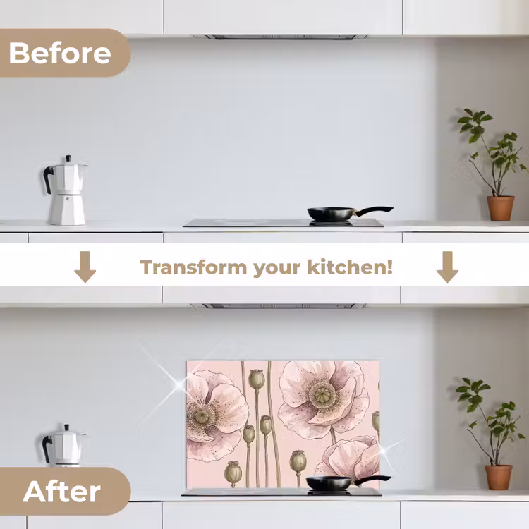 Kitchen splashback for hob - Flowers - Summer - Nature - Watercolor - Pink — 7