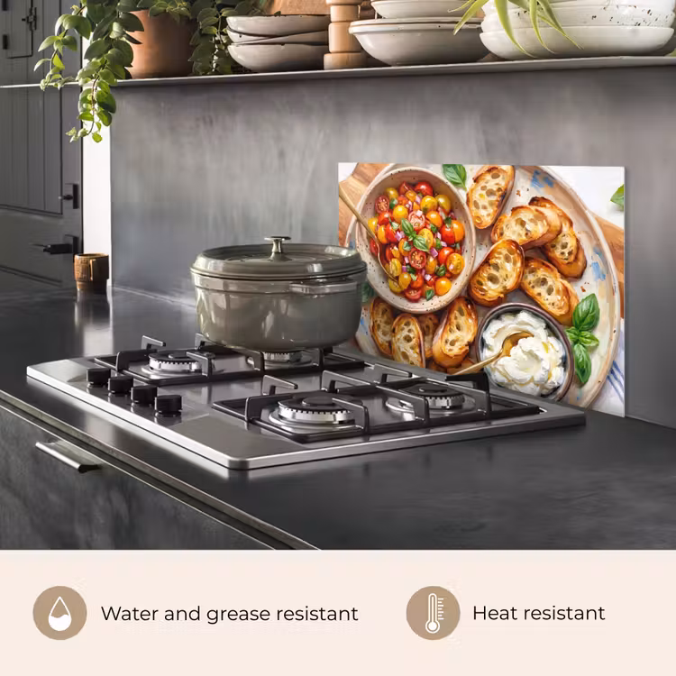 Kitchen splashback for hob - Food - Tomato - Bread - Colorful - Kitchen — 2