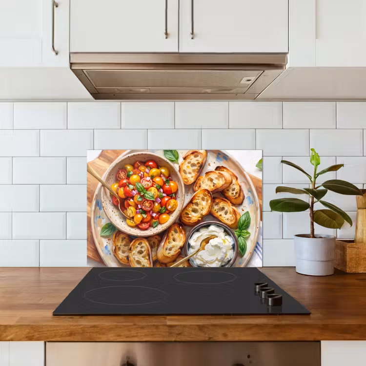 Kitchen splashback for hob - Food - Tomato - Bread - Colorful - Kitchen — 3