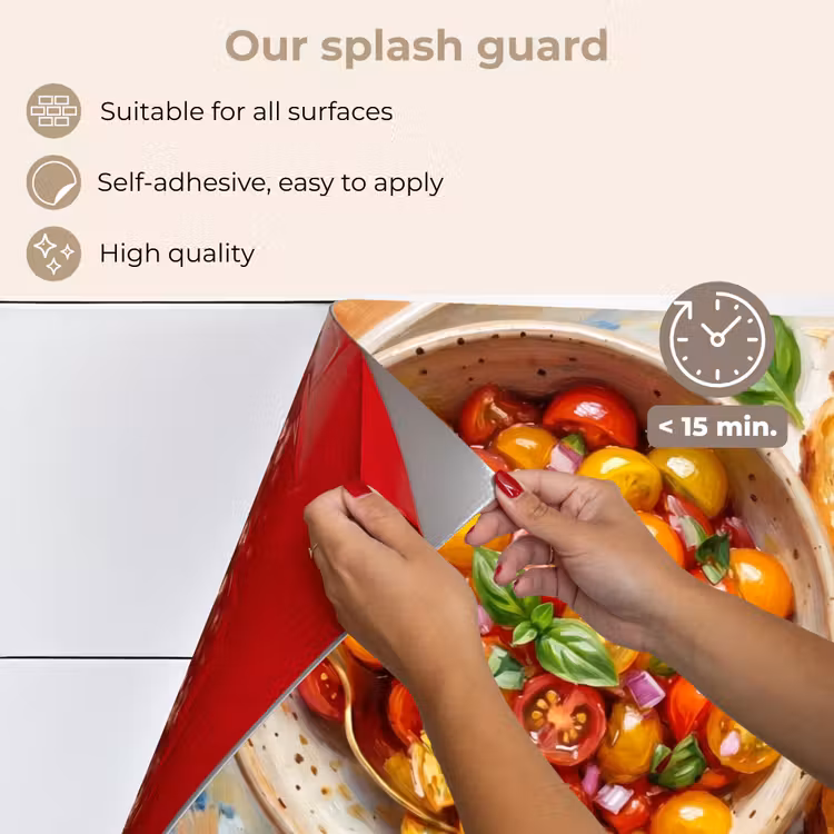 Kitchen splashback for hob - Food - Tomato - Bread - Colorful - Kitchen — 4