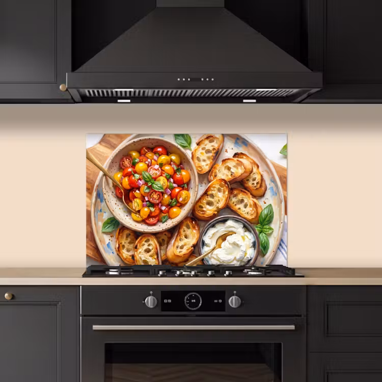 Kitchen splashback for hob - Food - Tomato - Bread - Colorful - Kitchen — 5