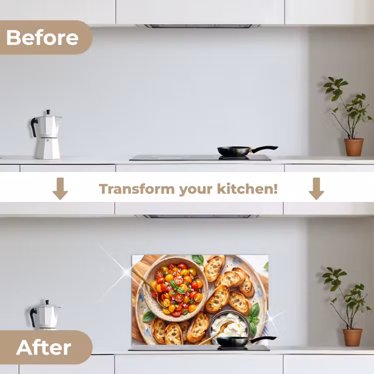 Kitchen splashback for hob - Food - Tomato - Bread - Colorful - Kitchen — 7