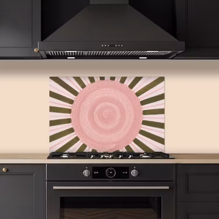 Kitchen splashback for hob - Pattern - Circle - Rays - Abstract - Pink — 5