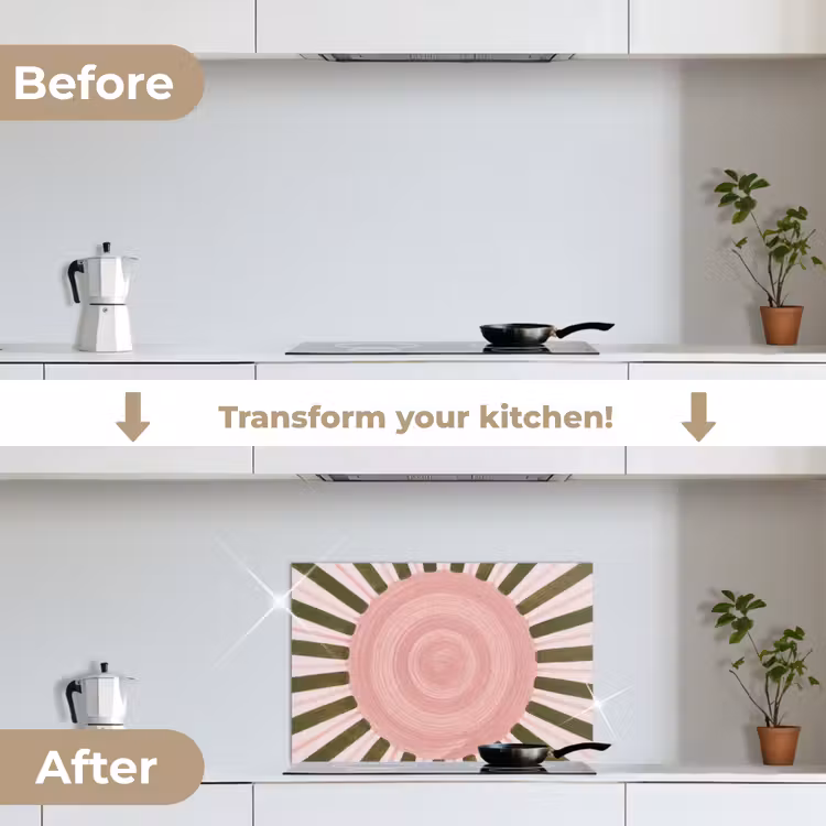 Kitchen splashback for hob - Pattern - Circle - Rays - Abstract - Pink — 7