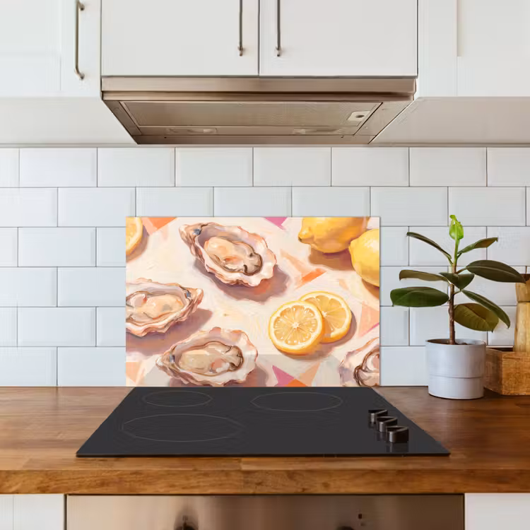 Kitchen splashback for hob - Still Life - Lemons - Oysters - Abstract - Orange — 3